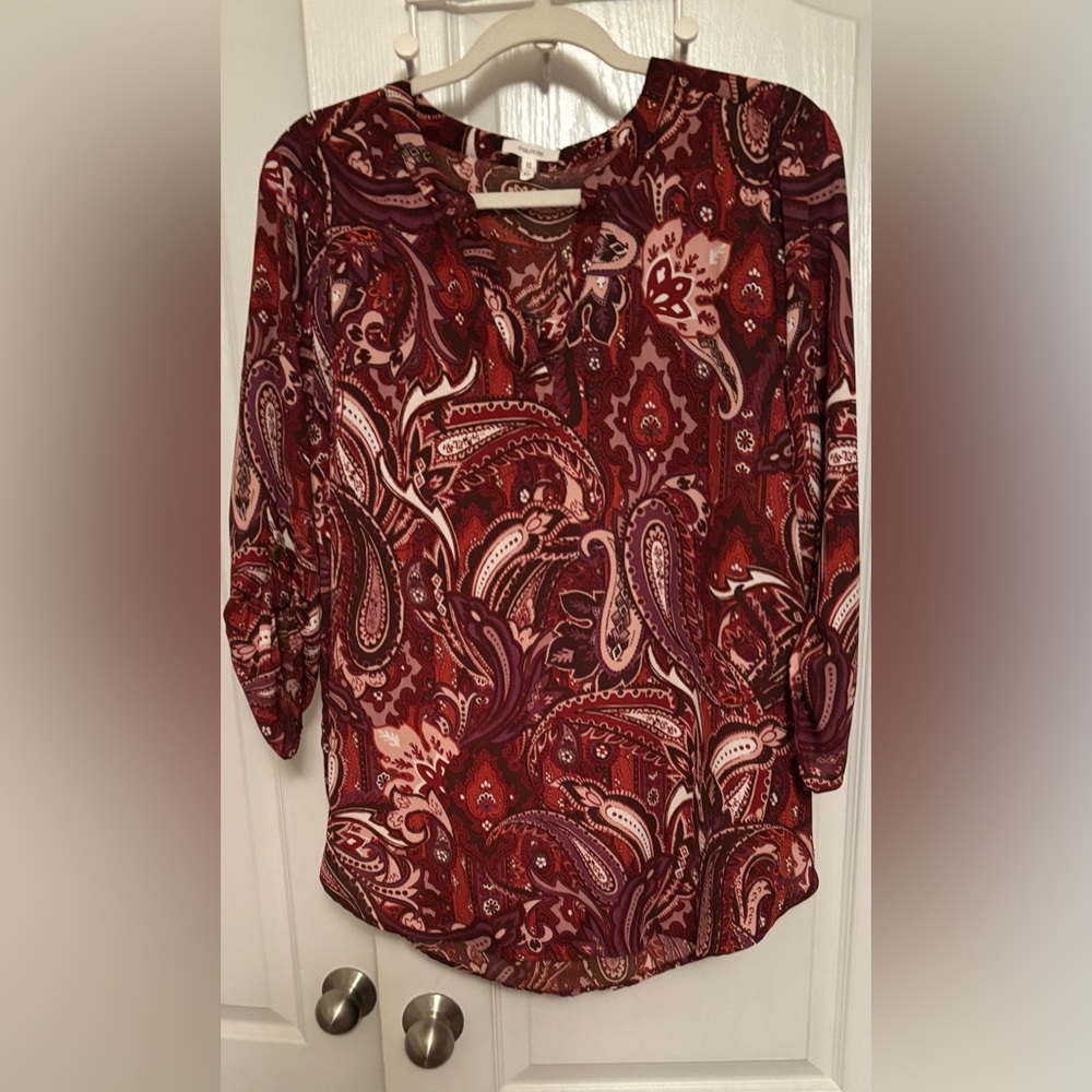 Maurices Burgundy Paisley Blouse